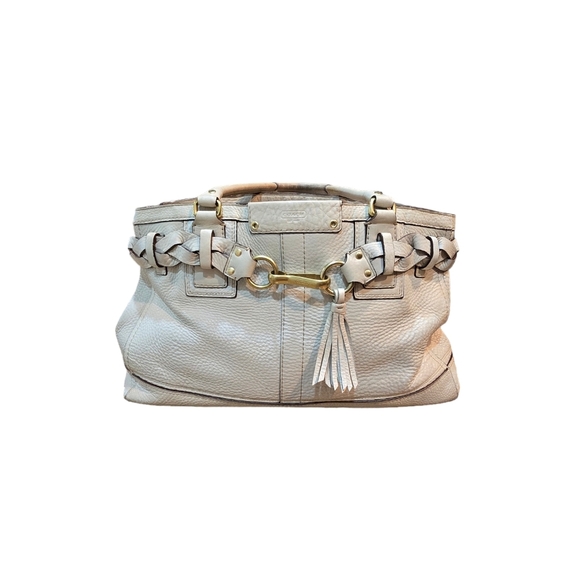 Coach Handbags - Coach Hampton Off White Leather Carryall Satchel Purse Handbag 10529
